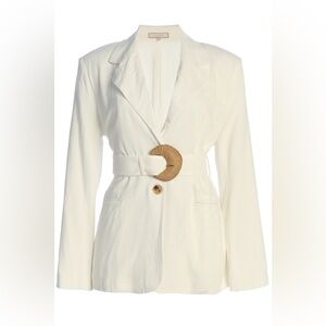JLUXLABEL Cream Belted Blazer